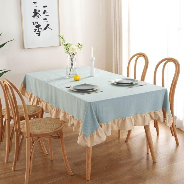 Waschbare Baumwoll-Tischdecke von Yiran Furniture in Blau mit Volantnaht, B/T: 60 x 60 cm - Bild 1
