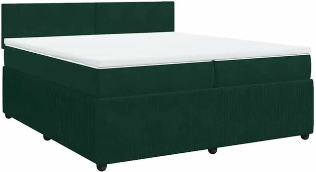 vidaXL Boxspringbett mit Matratze in Dunkelgrün aus Samt, Hybrid-Design mit Taschenfederkern, B/T: 200 x 200 cm - Bild 1