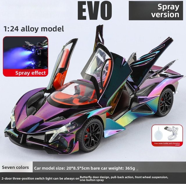 Linyi toy car Evo Spray Sportwagen Modell, 1:24, Metall, mit Licht und Sound, ab 14 Jahren - Bild 1