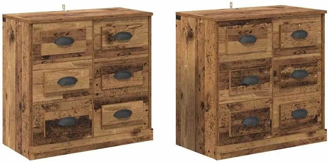 Set aus 2 vidaXL Sideboards in Altholz-Optik, modern, braun, B/T/H: 70 x 35,5 x 67,5 cm - Bild 1