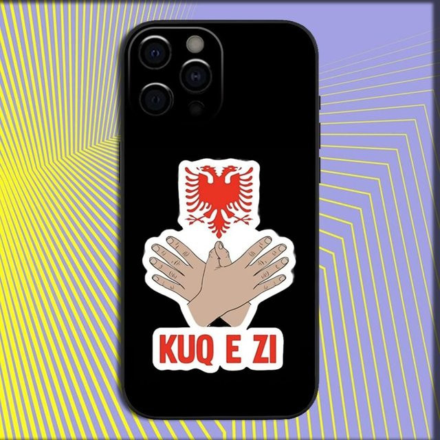 Handyhülle mit Albanien Flaggen-Design für iPhone 11 bis iPhone 17 Pro Max, stoßfeste weiche Schutzhülle in Schwarz - Bild 1