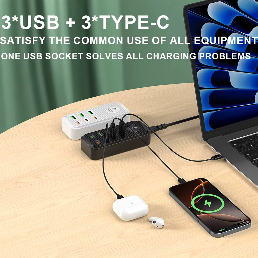 Lehotpia Reise-Mehrfachsteckdose mit USB-C PD Schnellladefunktion und 1,2 m Kabel für EU US UK Steckertypen - Bild 2