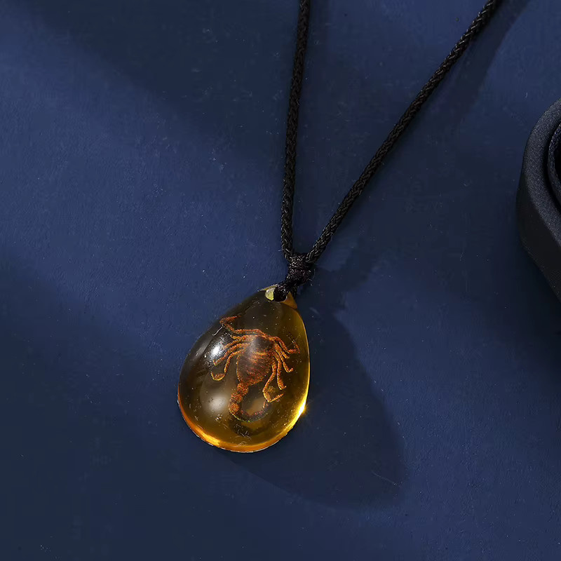 ZHIXUN Halskette, Bernstein, Skorpion, Gold, Unisex - Bild 2
