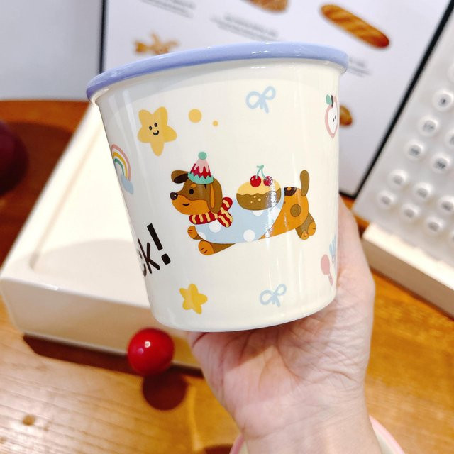 Yiran bag Keramiktasse im Welpen-Design mit Cartoon-Motiv, 340 ml, Farben: Pink, Blau, Weiß - Bild 1