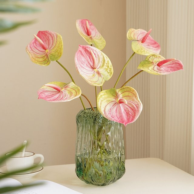 10er Set Anlincong Anthurium Kunstblumen in Rot für Hochzeiten, Partys und zur Tischdekoration im 3D-Druck-Design - Bild 1