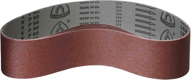 Klingspor Gewebe-Schleifband Set für Metall, Holz und Lack, Korn 100, Farbe Braun, 5 Stück, B: 15,0 cm, L: 122,0 cm - Bild 1