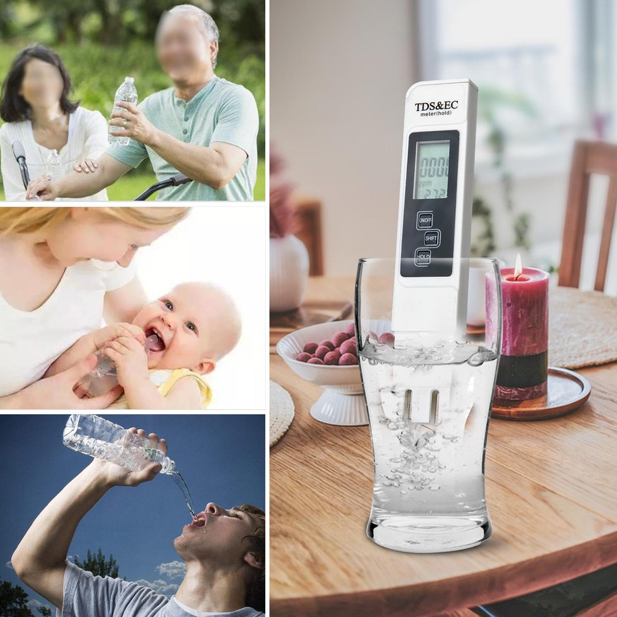 Igeteck Digitaler 3-in-1 Wasserqualitätstester für TDS, EC und Temperatur in Weiß - Bild 3