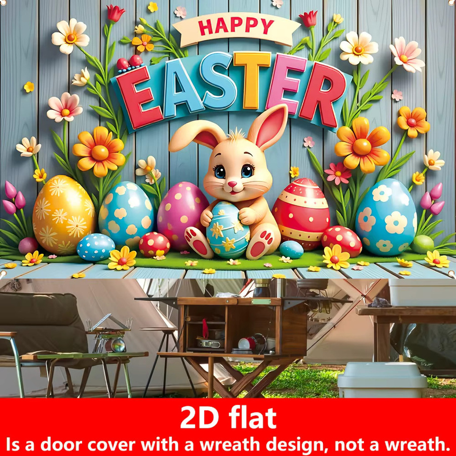 VIKAMA Osterhase-Themenbanner mit floralem Design in Mehrfarbig für Innen- und Außendekoration - Bild 3