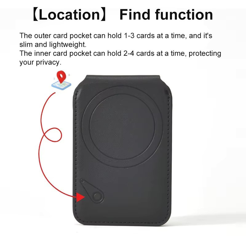 luxuglow MagSafe Geldbörse für iPhone 17 mit Find-My-Funktion und verstellbarem Ständer, Schwarz - Bild 2