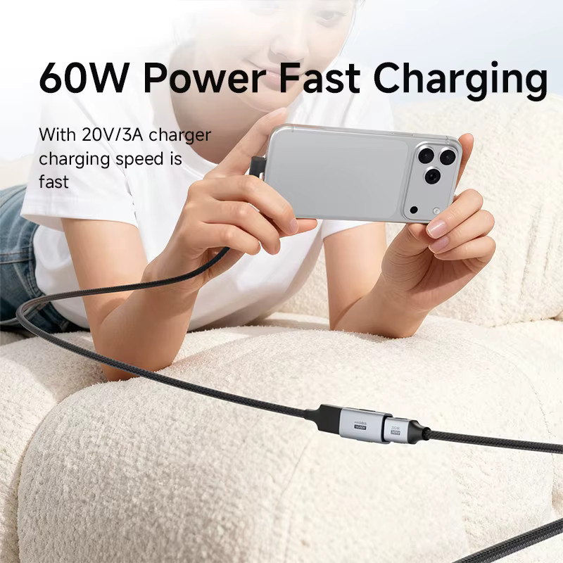 Hagibis USB-C auf USB-A Adapter, USB 3.2 OTG-Konverter mit 60 W Ladefunktion, Farbe: Silber/Grau - Bild 3