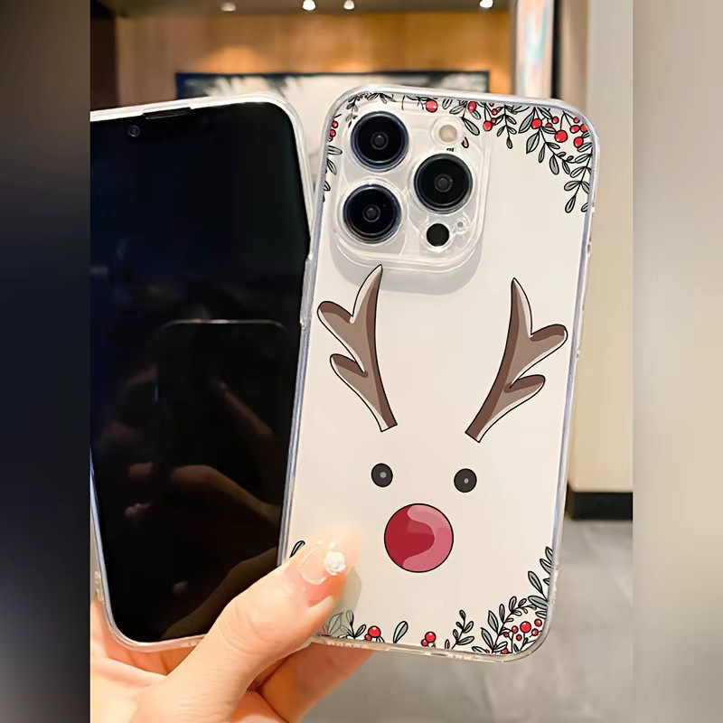 Transparente TPU-Handyhülle mit Weihnachts-Rentierkopf-Muster für iPhone 17 16 15 14 13 12 11 Pro Max Plus Mini und XS XR X 7 8 - Bild 2