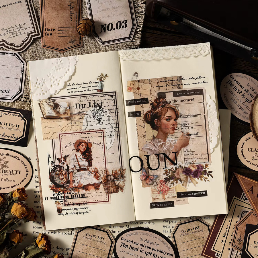 One Paper Retro Sticker Pack Dark Shadow Old Time Serie, 30 Stück, Multicolour - Bild 2