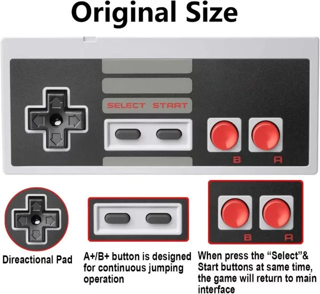 Retro 8-Bit Mini Game Controller für Nintendo NES System in Weiß - Bild 1