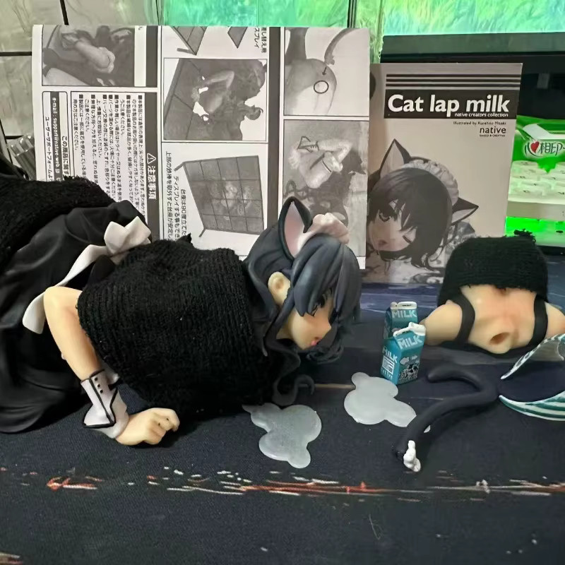 Bandai Milk Cat-Figur im Liegen, Set, Weiß, Bunt / Mehrfarbig, Kunststoff - Bild 2