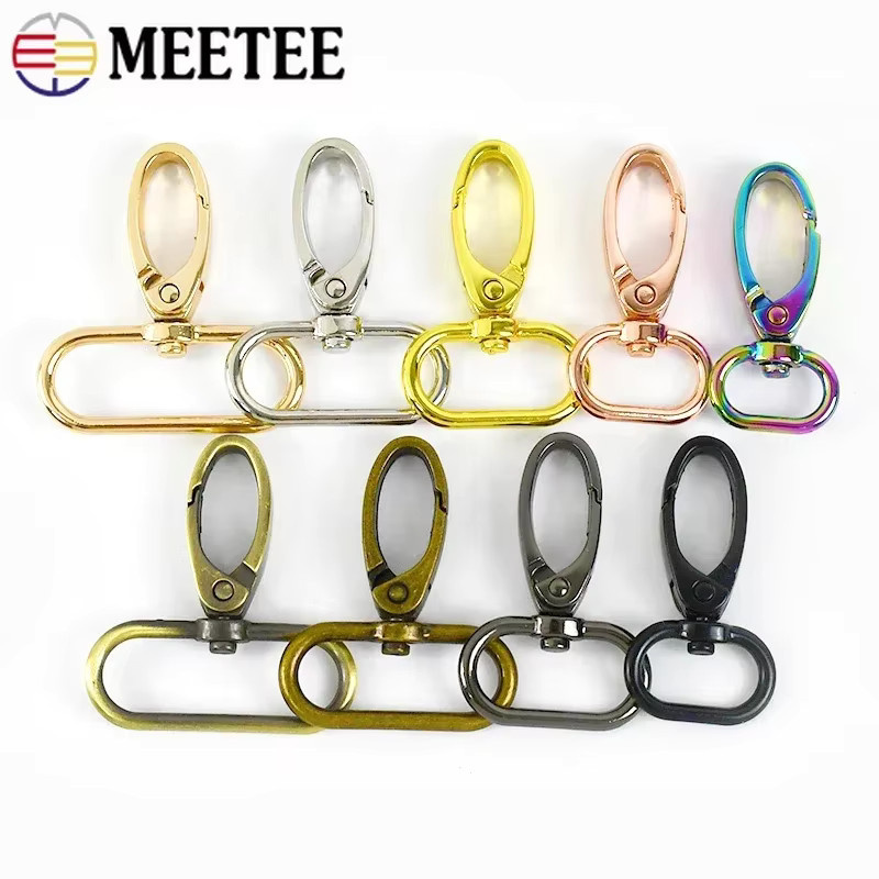 Meetee Karabinerverschlüsse aus Metall, drehbare Karabinerhaken für Handtaschen und DIY-Schlüsselanhänger, Gold und Multicolour, 50 Stück - Bild 2
