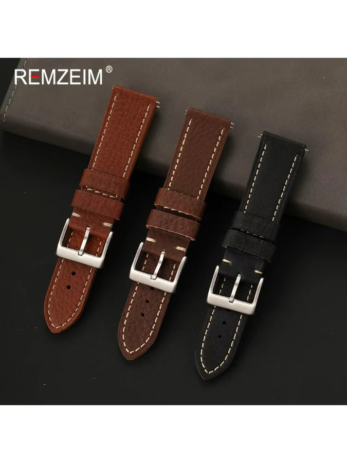 REMZEIM Uhrenarmband Leder, Lychee-Textur, Unisex - Bild 2