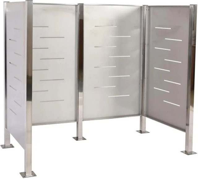 MCW Mülltonnen-Zaun J55 Mülltonnenverkleidung aus Edelstahl in Silber, B/T/H: 150 x 85 x 165 cm - Bild 2