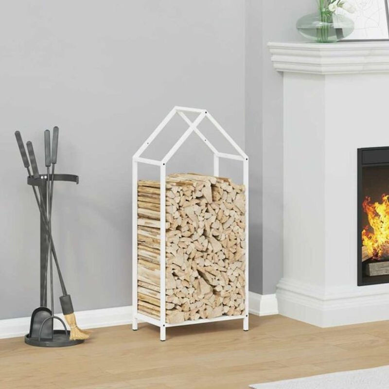 Brennholzregal aus kaltgewalztem Stahl von Vidaxl in Weiß, B/T/H: 40 x 25 x 90 cm - Bild 1