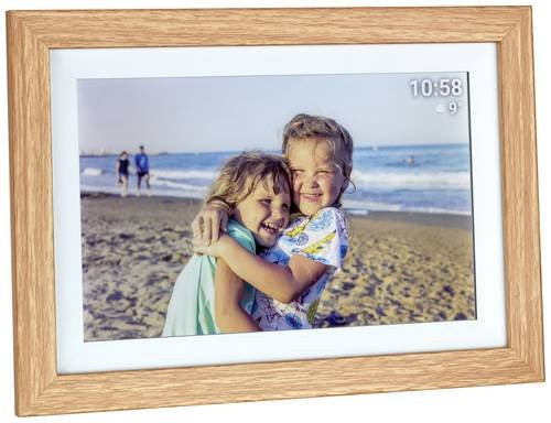 TFA Dostmann FRAMEO App Digitaler WiFi-Bilderrahmen 10,1 Zoll mit 32GB in Braun und Weiß - Bild 1