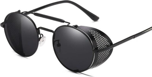 Yiran bag Sonnenbrille, Rund, Metall, Vollrand, Unisex, Grau, Schwarz - Bild 1