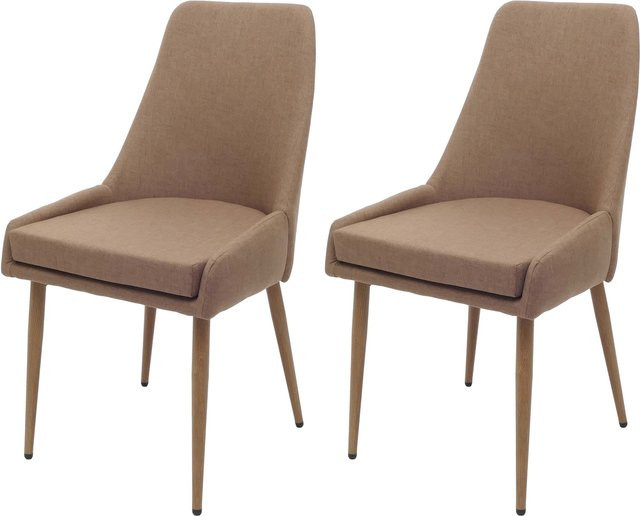2er-Set MCW Esszimmerstuhl O27 Polsterstuhl in Braun mit Stoffbezug und Metallgestell im 50er Jahre Design - Bild 1