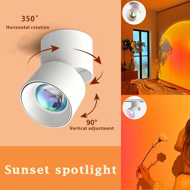 CANMEIJIA LED Sonnenuntergang Projektor RGB Atmosphäre Strahler als Nachtlampe für die Schlafzimmer Dekoration in Weiß - Bild 1