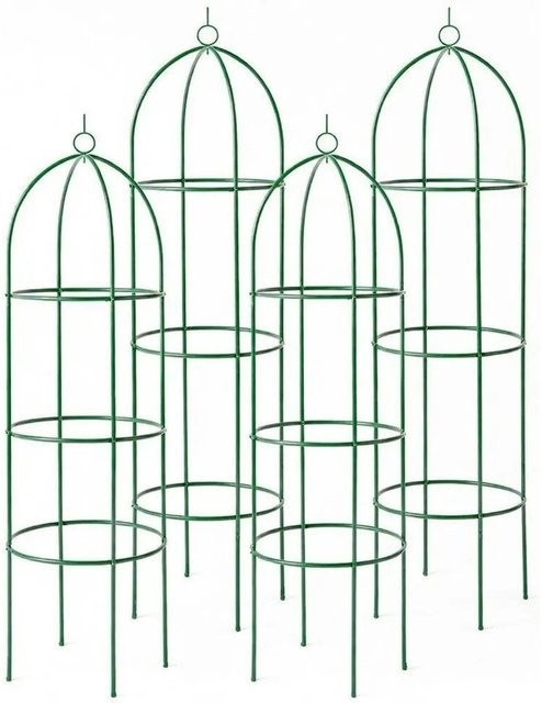 TTL GARDEN Obelisk Rankhilfe 4er Set aus Metall in Grün, Höhe: 165 cm, Breite: 40 cm, Kletterhilfe für Rosen und Clematis - Bild 1