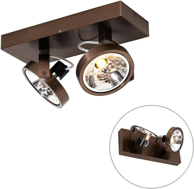 QAZQA Design Deckenstrahler 2-flammig in Bronze, verstellbar und dimmbar, Aluminium - Bild 1