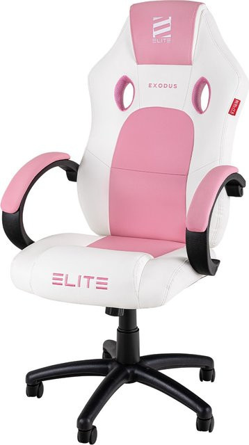 ELITE Gaming-Stuhl EXODUS MG100 mit Memory-Schaum, extra hoher Rückenlehne und Armpolstern in Weiß/Pink - Bild 1
