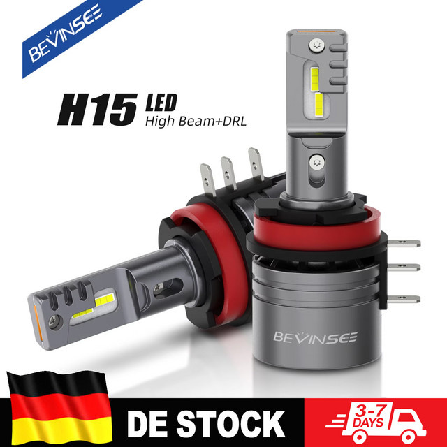 BEVINSEE H15 LED Auto-Glühbirnen Fernlicht und DRL Tagfahrlicht mit Turbofan, 6000K Weiß, 12V - Bild 1