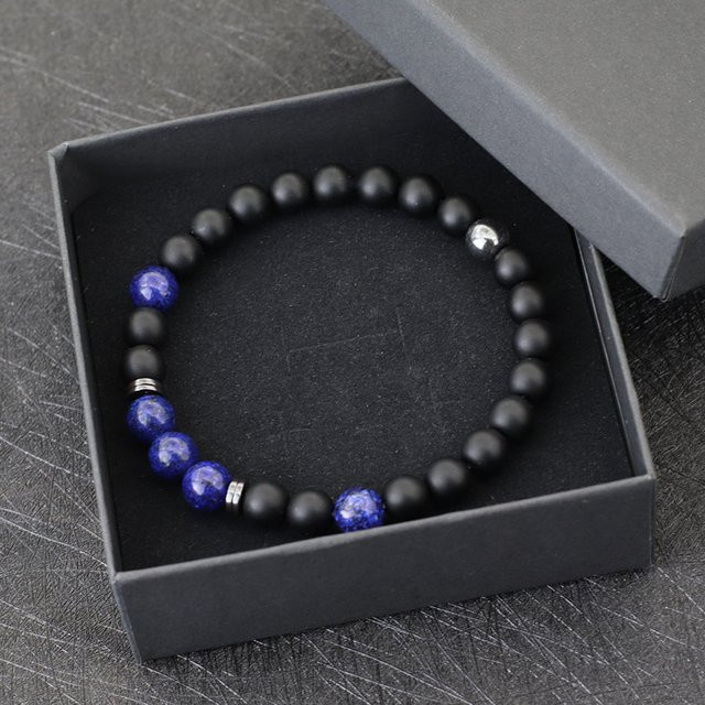 Noter Armband, Perlen, Lapis Lazuli, Tigerauge, Hämatit, Herren - Bild 1