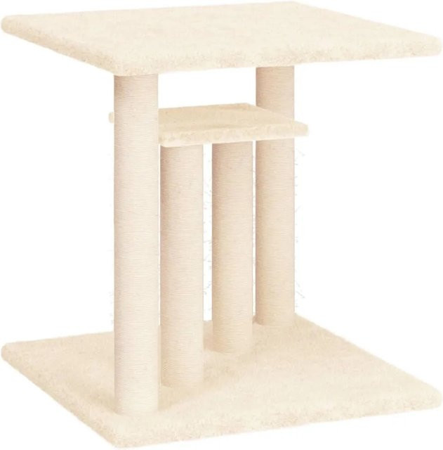 vidaXL Kratzbaum mit Plattformen in Beige aus Plüsch und Sisal, Höhe: 50 cm, Breite: 47,5 cm, Tiefe: 47,5 cm - Bild 1