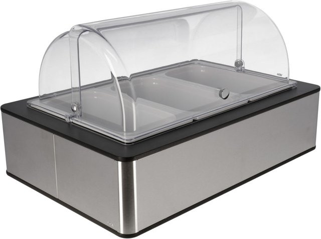 VEGA Buffetvitrine Fundale hoch mit 3x GN 1/3 und GN 1/1 in Weiß, Anthrazit und Transparent, B/T/H: 63,0 x 42,5 x 33,9 cm - Bild 1