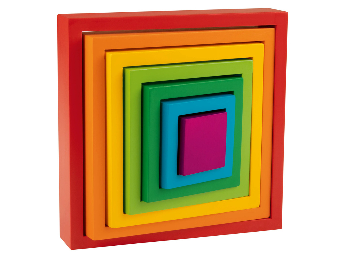 PLAYTIVE Regenbogen Montessori Holz Stapelquadrate ab 1 Jahr - Bild 2
