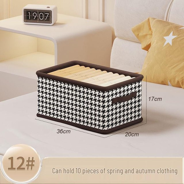 Hahnentritt Faltbare Aufbewahrungsbox mit Deckel von Global Finds in Beige - Bild 1