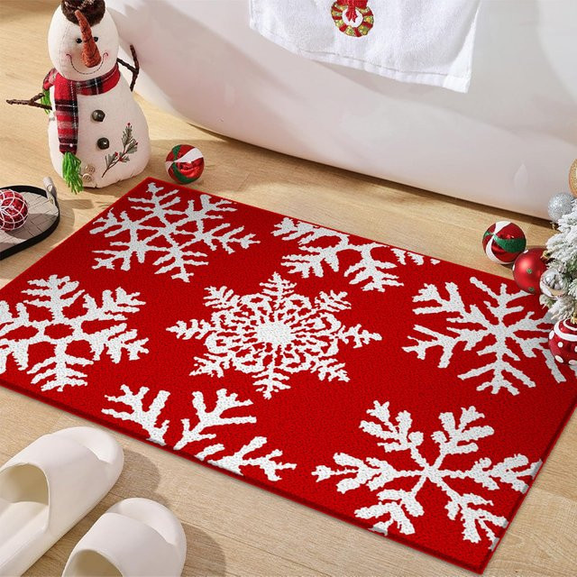 VIKAMA Weihnachts-Schneeflocken-Bodenmatte rutschfest für Veranda, Weg und Heimdekoration - Bild 1