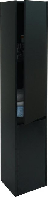 MCW Hängeschrank Badschrank Highboard in Schwarz, 2 Türen und 3 Fächer, Höhe: 160 cm, Breite: 33 cm, Tiefe: 33 cm - Bild 1