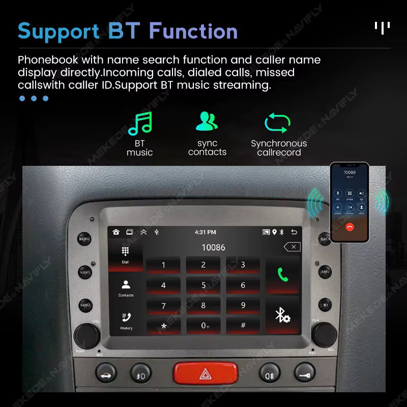 MEKEDE Android Auto und Wireless CarPlay Multimedia Player mit GPS für Alfa Romeo 147 GT 937 (2005-2014), Schwarz - Bild 3