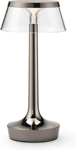 Flos Bon Jour Unplugged LED-Tischleuchte mit Akku in Black Chrome und transparentem Glas, dimmbar - Bild 1