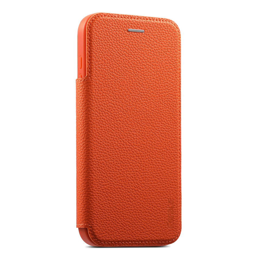 Apple iPhone 17 Pro Max Air Handyhülle aus Kunstleder mit Kartenhalter, Ständer und Magnetverschluss in Schwarz oder Orange - Bild 4