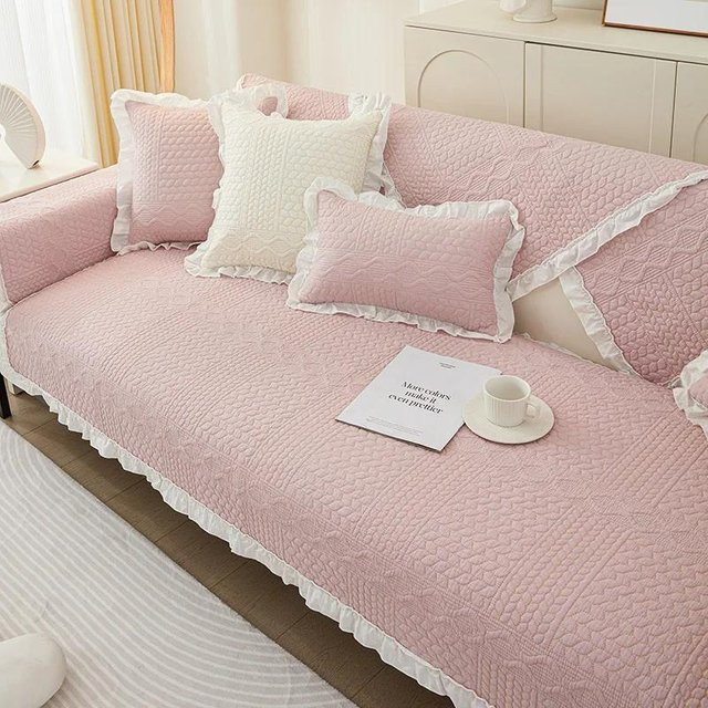 Rutschfester Baumwoll-Sofabezug von Your Warm Home in Pink, universeller Möbelbeschützer für dein Sofa, Breite: 70 cm, Länge: 210 cm - Bild 1