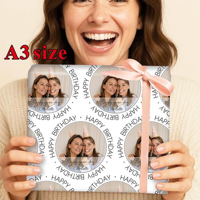 Personalisiertes Geburtstagspapier mit Foto und Name, 3 Blatt dekoratives Bastelpapier für Scrapbook und Geschenke - Bild 1