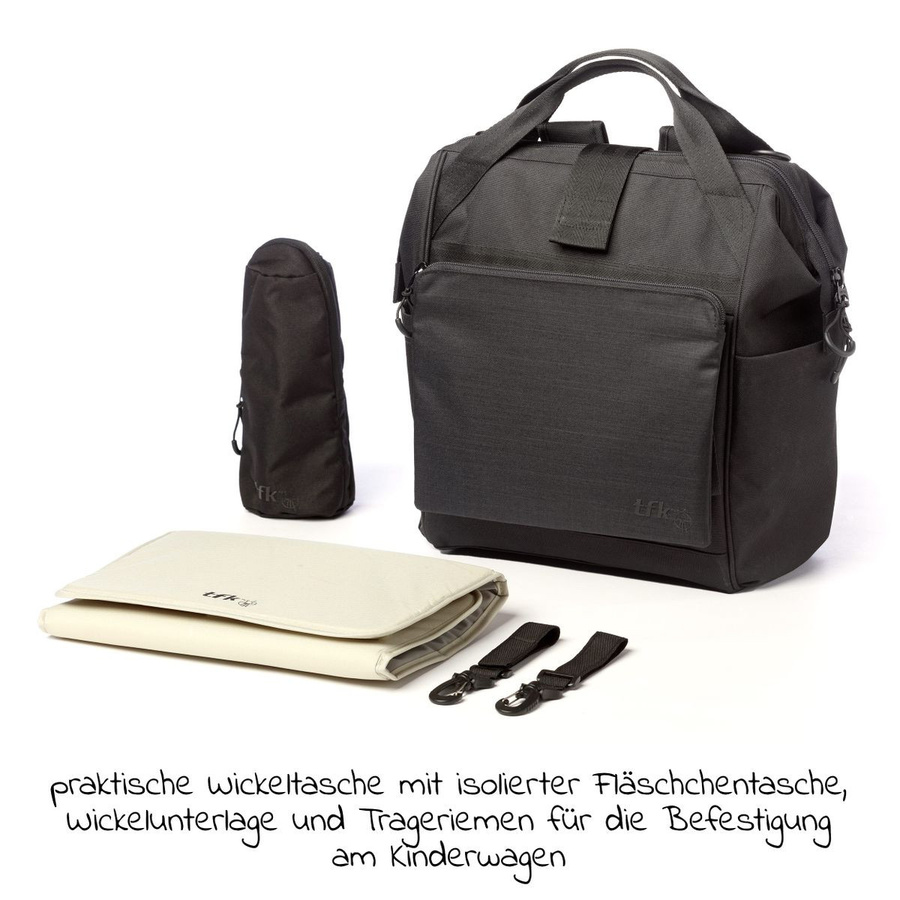 TFK Wickelrucksack Schwarz mit Trageriemen und Wickelauflage - Bild 2