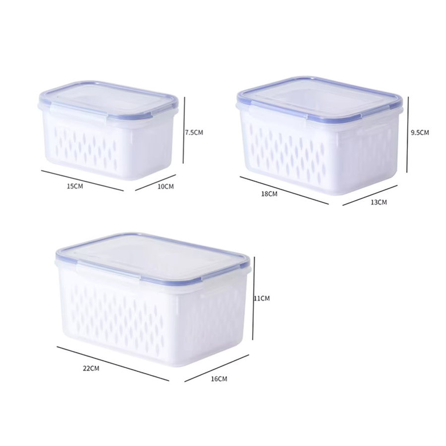 Multiyilego Mehrzweck-Drainage-Crisper-Box mit Ablaufkorb und Snap-Lid, stapelbare Aufbewahrungsbox für Gemüse, Farbe: Weiß/Transparent - Bild 3