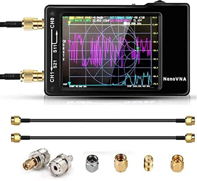 SeeSii NanoVNA-H Vektornetzwerk-Antennenanalysator V3.6 mit SD-Kartensteckplatz, 10kHz-1,5GHz, Schwarz - Bild 1