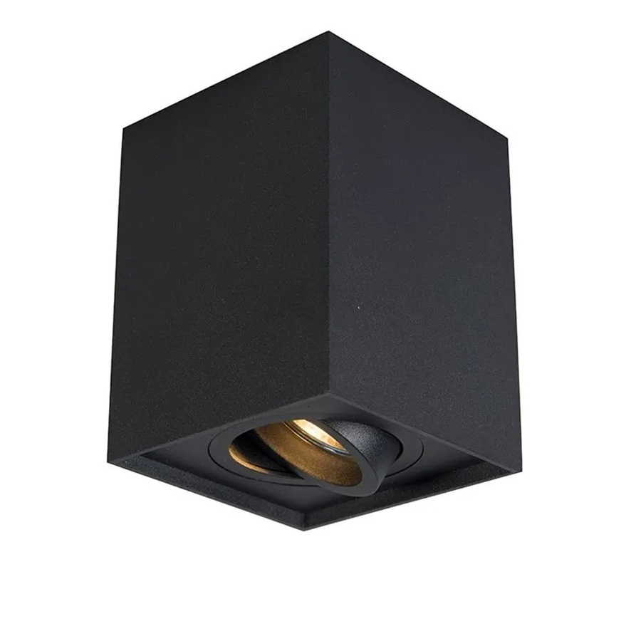 QAZQA Moderner Aufbaustrahler Quadro 1 Up in Schwarz aus Aluminium, drehbar und kippbar, dimmbar, GU10 - Bild 2