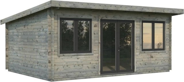Palmako Gartenhaus Lisandra aus Fichtenholz in Grau mit Pultdach und Blockbohlenbauweise B/T: 550 x 400 cm - Bild 1