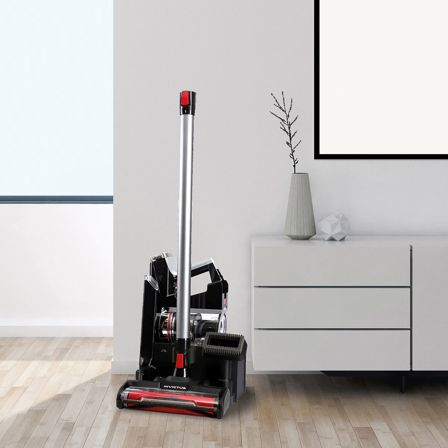 Genius Akku-Staubsauger Invictus X9, bagless mit HEPA-Filter, 23-teiliges Set in Schwarz, Silber und Rot - Bild 2