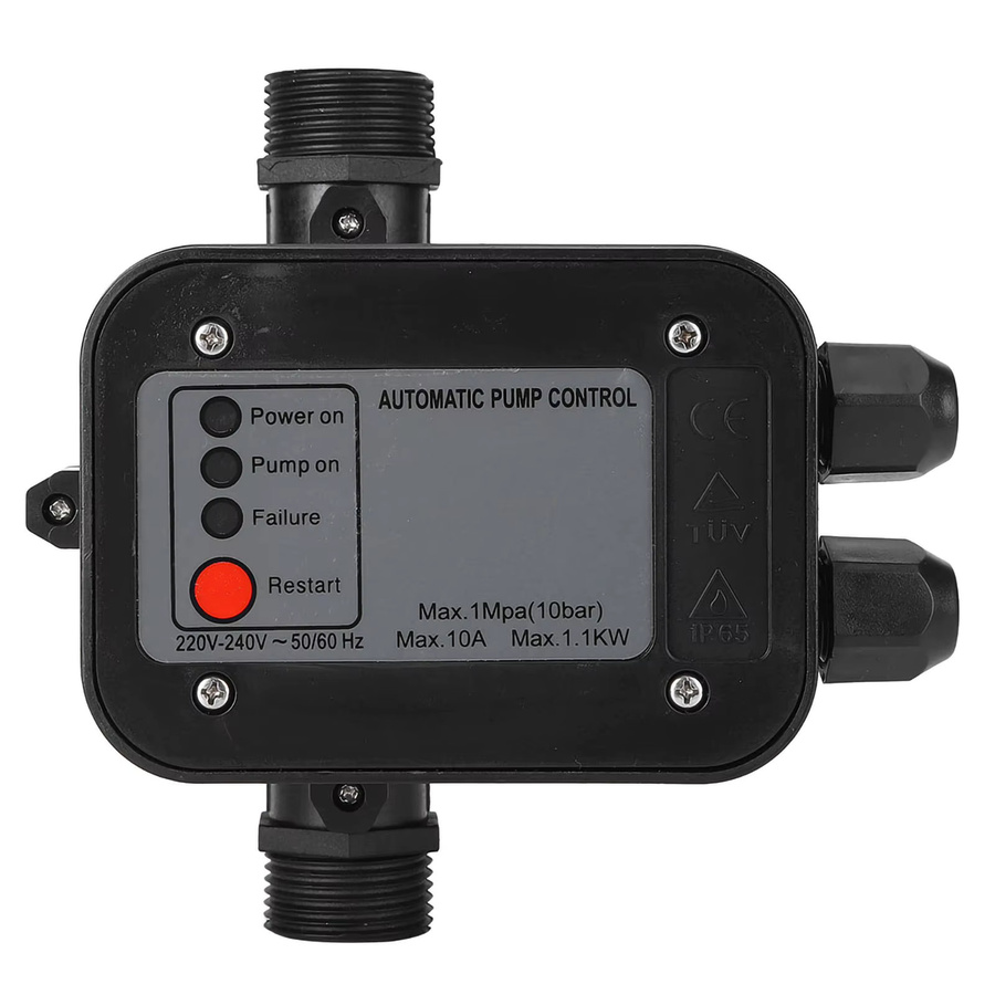 TOPINCN Automatischer Druckregler für Wasserpumpen, selbstansaugender Druckschalter, 220 V, Schwarz - Bild 2