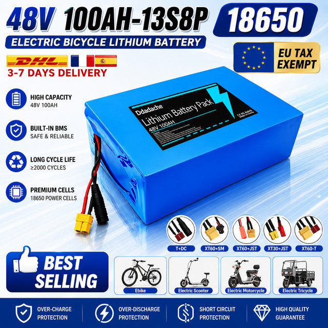 Original Lithium-Akkupack 48V 100Ah 13s8p für Citycoco Motorroller in Blau mit integriertem 50A BMS - Bild 1